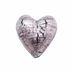Murano Glass – Heart - Puffy – 40mm – Light Amethyst / Silver