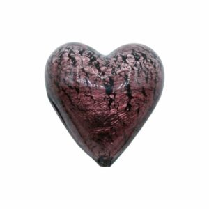 Murano Glass – Heart - Puffy – 40mm – Amethyst / Silver