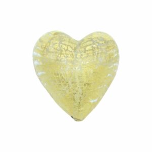 Murano Glass – Heart - Puffy – 40mm – Clear / Gold