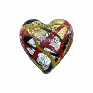 Murano Glass – Heart - Flat – 43mm – Patterned - Black