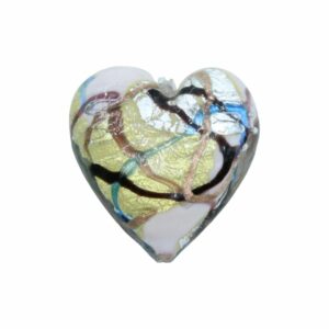 Murano Glass – Heart - Flat – 43mm – Patterned - Light Purple