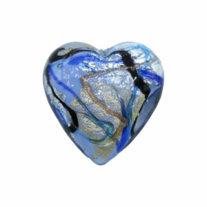 Murano Glass – Heart - Flat – 43mm – Patterned - Blue