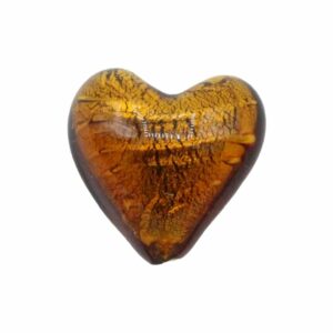 Murano Glass – Heart - Puffy– 20mm – Amber / Silver