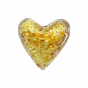Murano Glass – Heart - Puffy– 20mm – Speckle - Copper / Gold