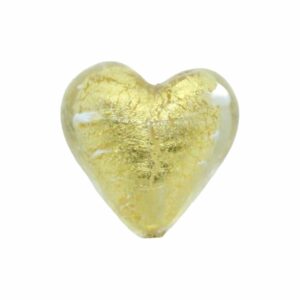Murano Glass – Heart - Puffy– 20mm – Clear / Gold