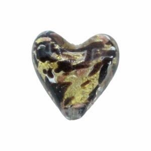 Murano Glass – Heart - Puffy– 20mm – Speckle - Amethyst / Gold