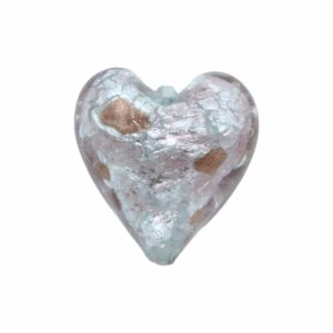 Murano Glass – Heart - Puffy– 20mm – Speckle - Copper / Silver