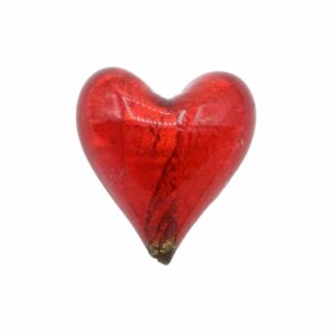 Murano Glass – Heart - Puffy– 20mm – Light Siam / Silver