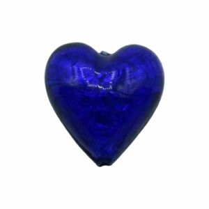 Murano Glass – Heart - Puffy– 20mm – Cobalt / Silver