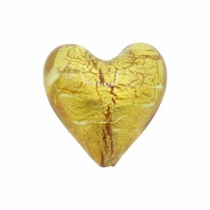 Murano Glass – Heart - Puffy– 20mm – Amber / Gold