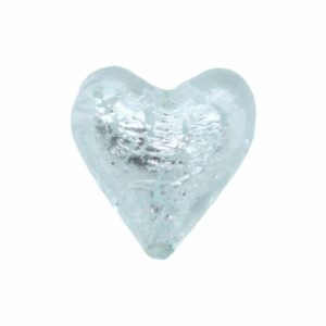 Murano Glass – Heart - Puffy– 20mm – Clear / Silver