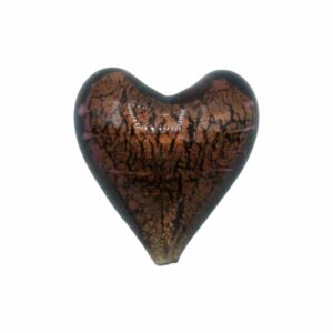 Murano Glass – Heart - Puffy– 20mm – Smoked Topaz / Silver