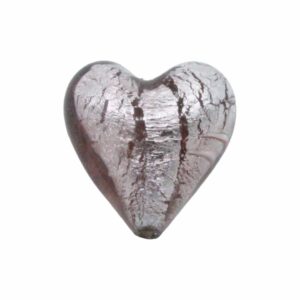 Murano Glass – Heart - Puffy– 20mm – Light Amethyst / Silver