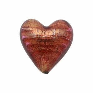 Murano Glass – Heart - Puffy– 20mm – Salmon / Gold