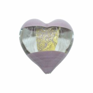 Murano Glass – Heart - Puffy – 32mm – 2 Tone - Purple / Gold