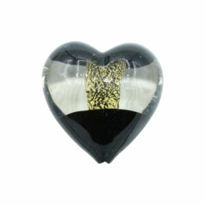 Murano Glass – Heart - Puffy – 32mm – 2 Tone - Black / Gold