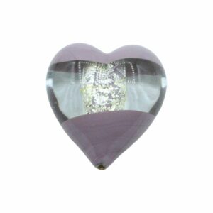 Murano Glass – Heart - Puffy – 32mm – 2 Tone - Purple / Silver
