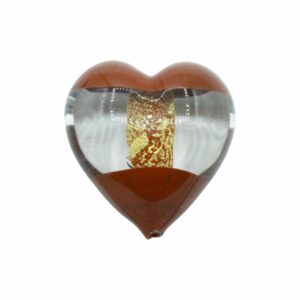 Murano Glass – Heart - Puffy – 32mm – 2 Tone - Brown / Gold