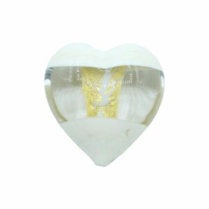 Murano Glass – Heart - Puffy – 32mm – 2 Tone - Cream / Gold