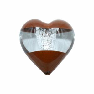 Murano Glass – Heart - Puffy – 32mm – 2 Tone - Brown / Silver