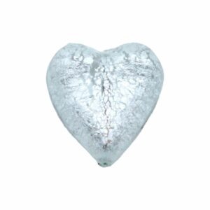 Murano Glass – Heart - Flat – 35mm – Clear / Silver