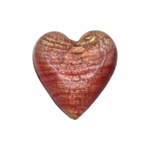 Murano Glass – Heart - Flat – 35mm – Salmon / Gold