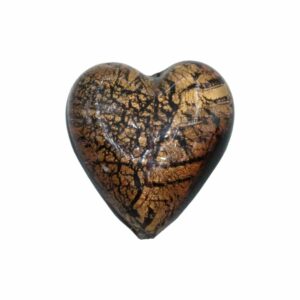 Murano Glass – Heart - Flat – 35mm – Smoked Topaz / Silver