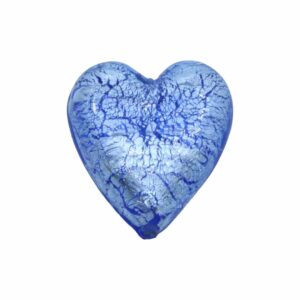 Murano Glass – Heart - Flat – 35mm – Tanzanite / Silver