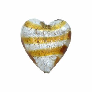 Murano Glass – Heart - Flat – 35mm – Topaz Stripe / Silver