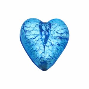 Murano Glass – Heart - Flat – 35mm – Aqua / Silver