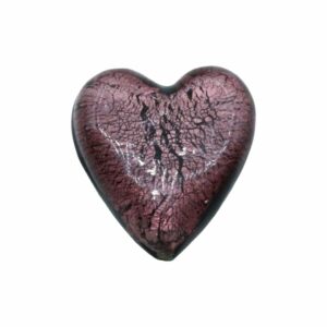 Murano Glass – Heart - Flat – 35mm – Amethyst / Silver