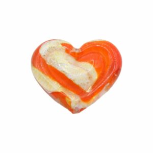 Murano Glass – Heart - Flat– 30mm – Devoted 2 U - Orange / White / Gold