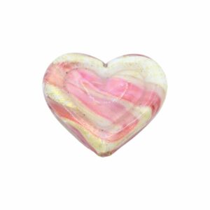 Murano Glass – Heart - Flat– 30mm – Devoted 2 U - Pink / White / Gold