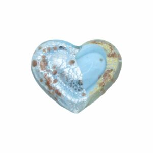 Murano Glass – Heart - Flat– 30mm – Devoted 2 U - Light Blue / Gold / Silver