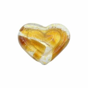 Murano Glass – Heart - Flat– 30mm – Devoted 2 U - Topaz / White / Gold