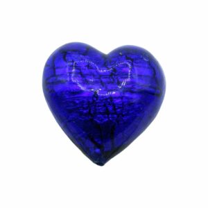 Murano Glass – Heart - Puffy– 30mm – Cobalt / Silver