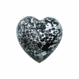 Murano Glass – Heart - Puffy– 30mm – Speckle - Black / Silver
