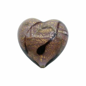 Murano Glass – Heart - Puffy– 30mm – Purple / Gold