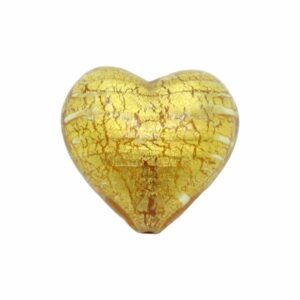 Murano Glass – Heart - Puffy– 30mm – Amber / Gold