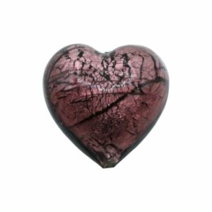 Murano Glass – Heart - Puffy– 30mm – Amethyst / Silver