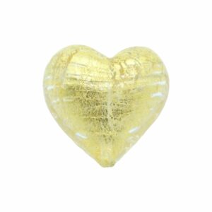 Murano Glass – Heart - Puffy– 30mm – Clear / Gold