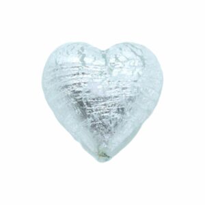 Murano Glass – Heart - Puffy– 30mm – Clear / Silver