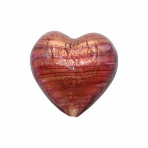 Murano Glass – Heart - Puffy– 30mm – Salmon / Silver