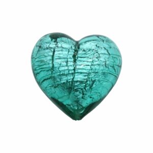 Murano Glass – Heart - Puffy– 30mm – Zircon / Silver