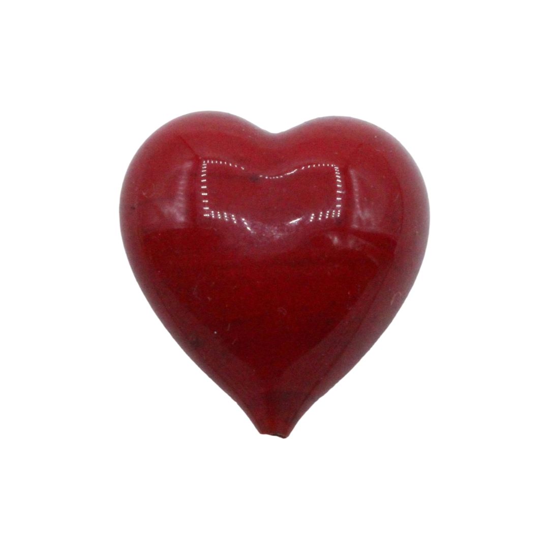 Murano Glass – Heart - Puffy– 30mm – Red Opaque