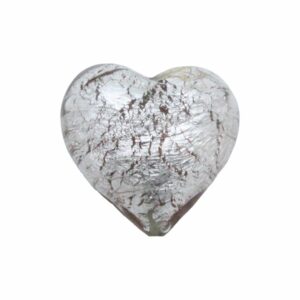 Murano Glass – Heart - Puffy– 30mm – Light Amethyst / Silver