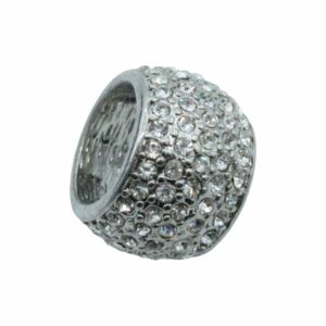 Rondelle Barrel - 22mm - Crystal / Antique Silver