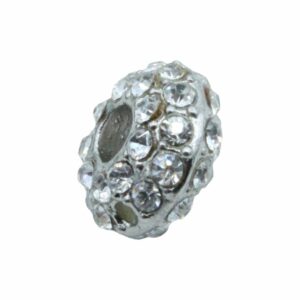 Rondelle Spacer - 15mm - Crystal / Antique Silver