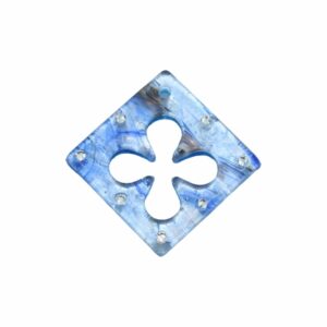 Murano Glass – Pendant - Diamond / Clover / Crystal - 50mm – Ocean Blue