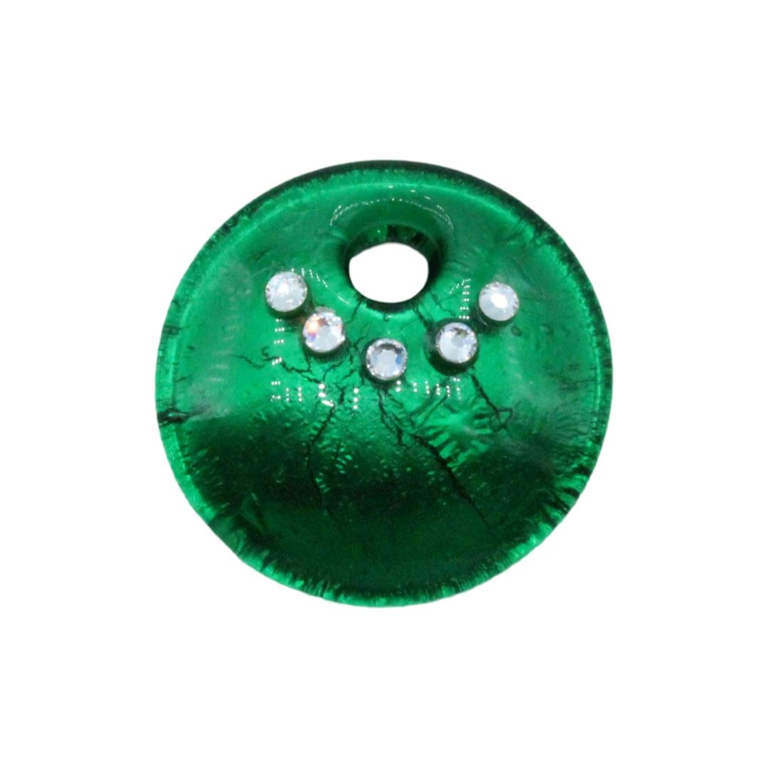 Murano Glass – Pendant - Round / Crystal - 30mm – Emerald